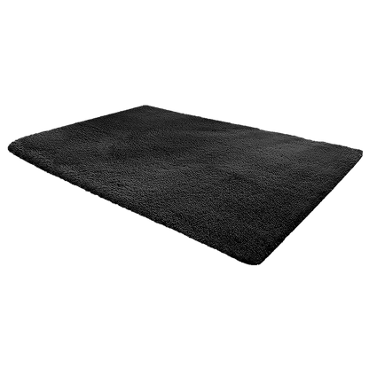 230x200cm Large Shaggy Rug Area Carpet Bedroom Living Room Mat - Black