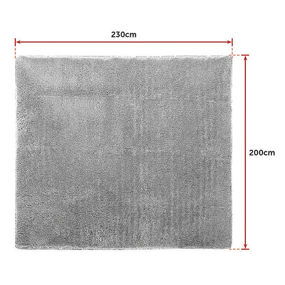 230x200cm Large Shaggy Rug Area Carpet Bedroom Living Room Mat - Grey