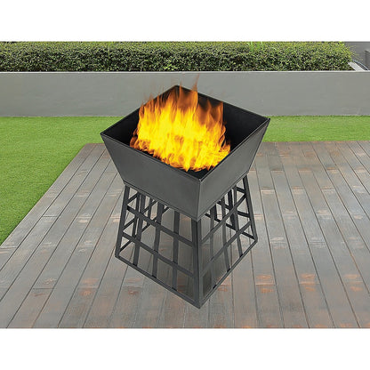 Black Fire Pit Square Log Patio Garden Heater