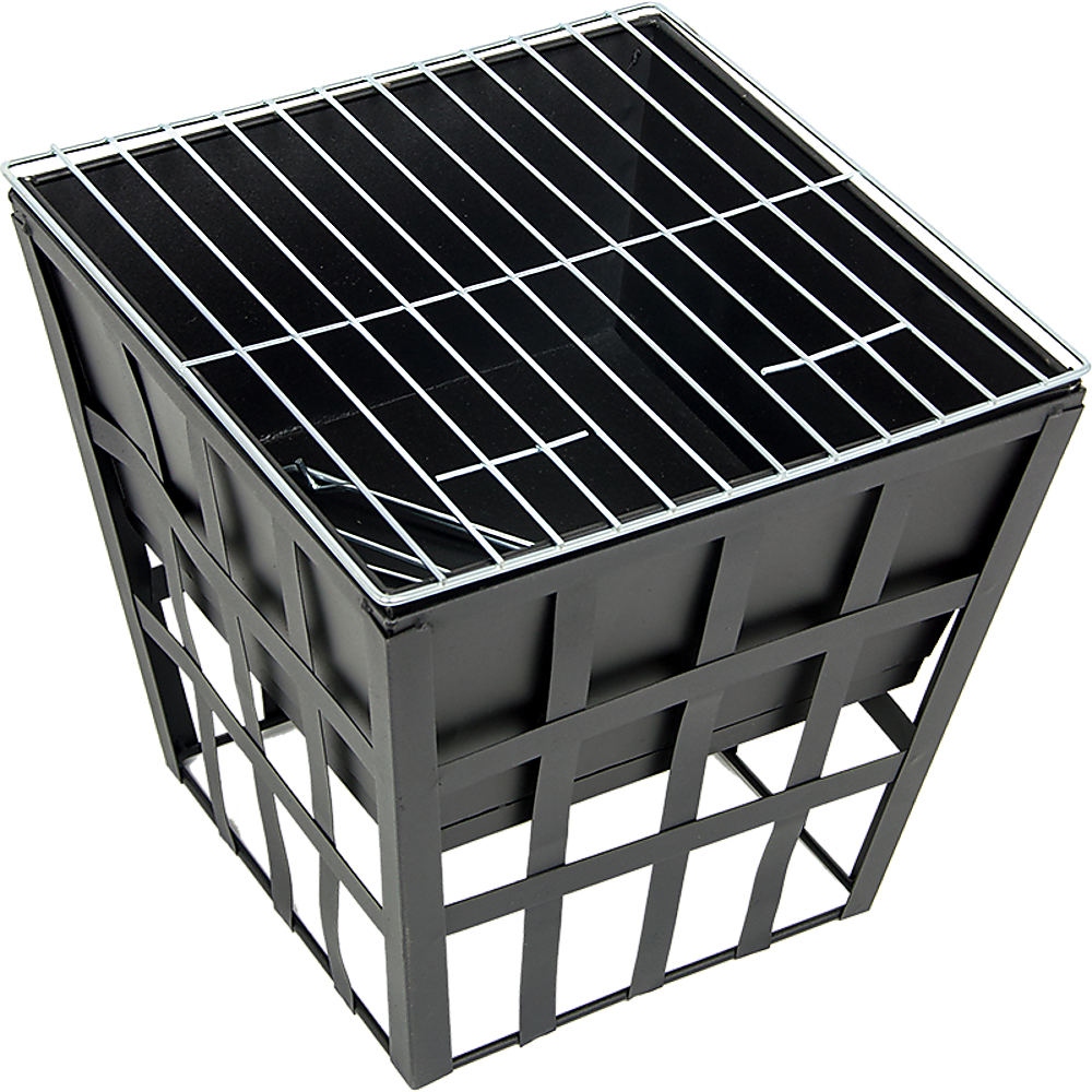 Black Fire Pit Square Log Patio Garden Heater