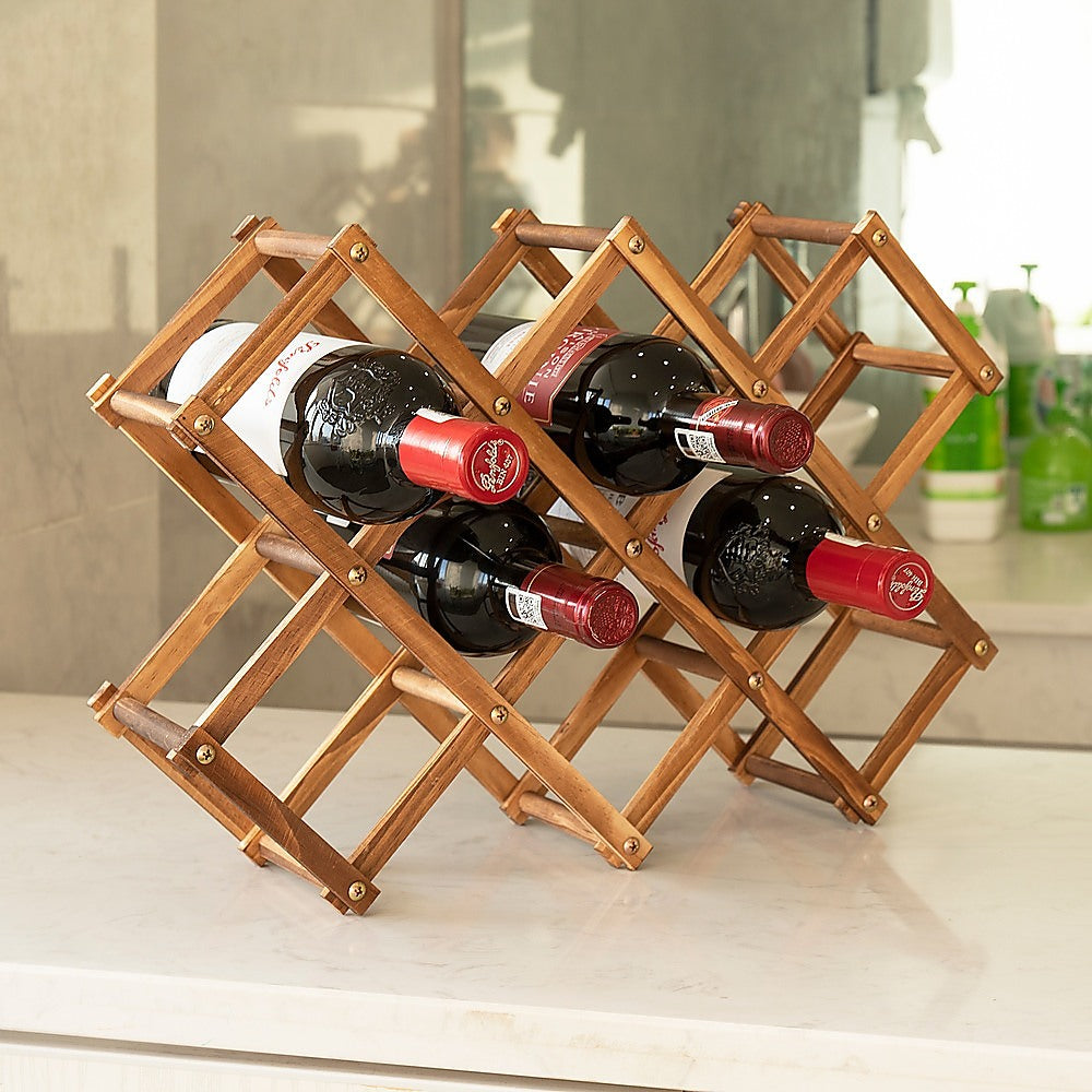 Freestanding Wooden Wine Rack 10 Bottles