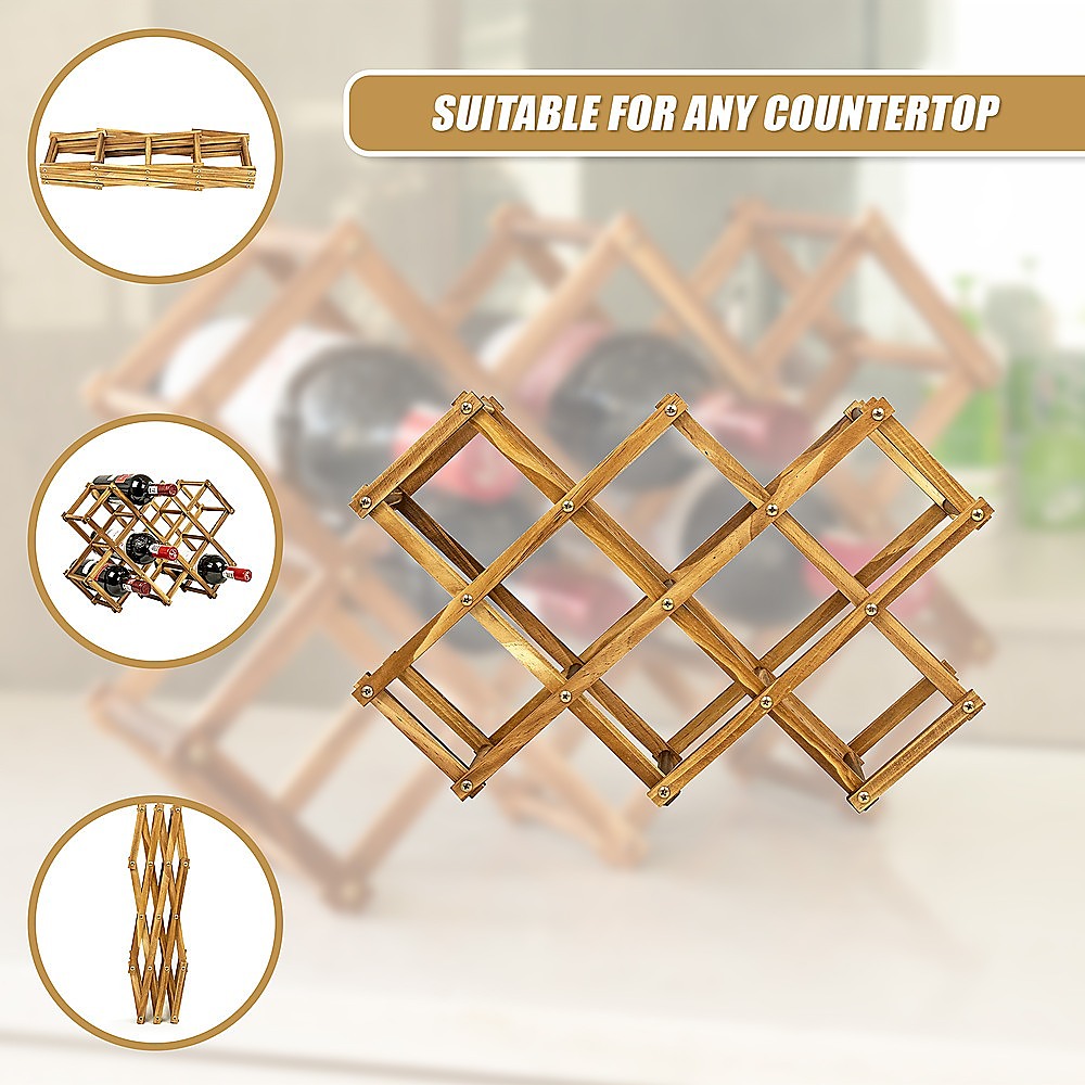 Freestanding Wooden Wine Rack 10 Bottles