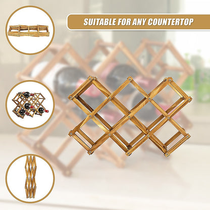 Freestanding Wooden Wine Rack 10 Bottles