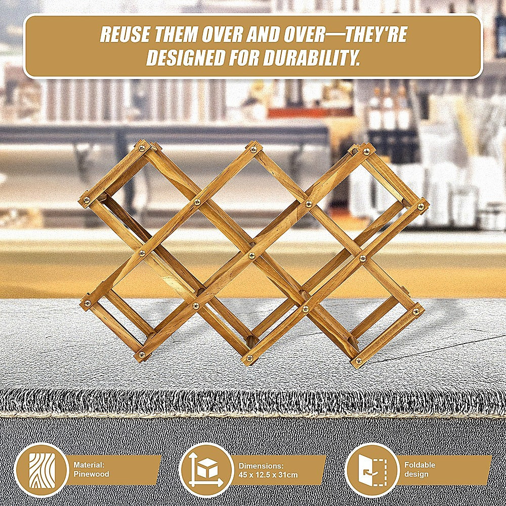 Freestanding Wooden Wine Rack 10 Bottles