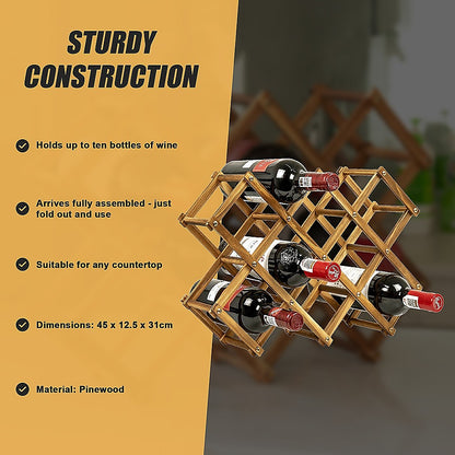 Freestanding Wooden Wine Rack 10 Bottles