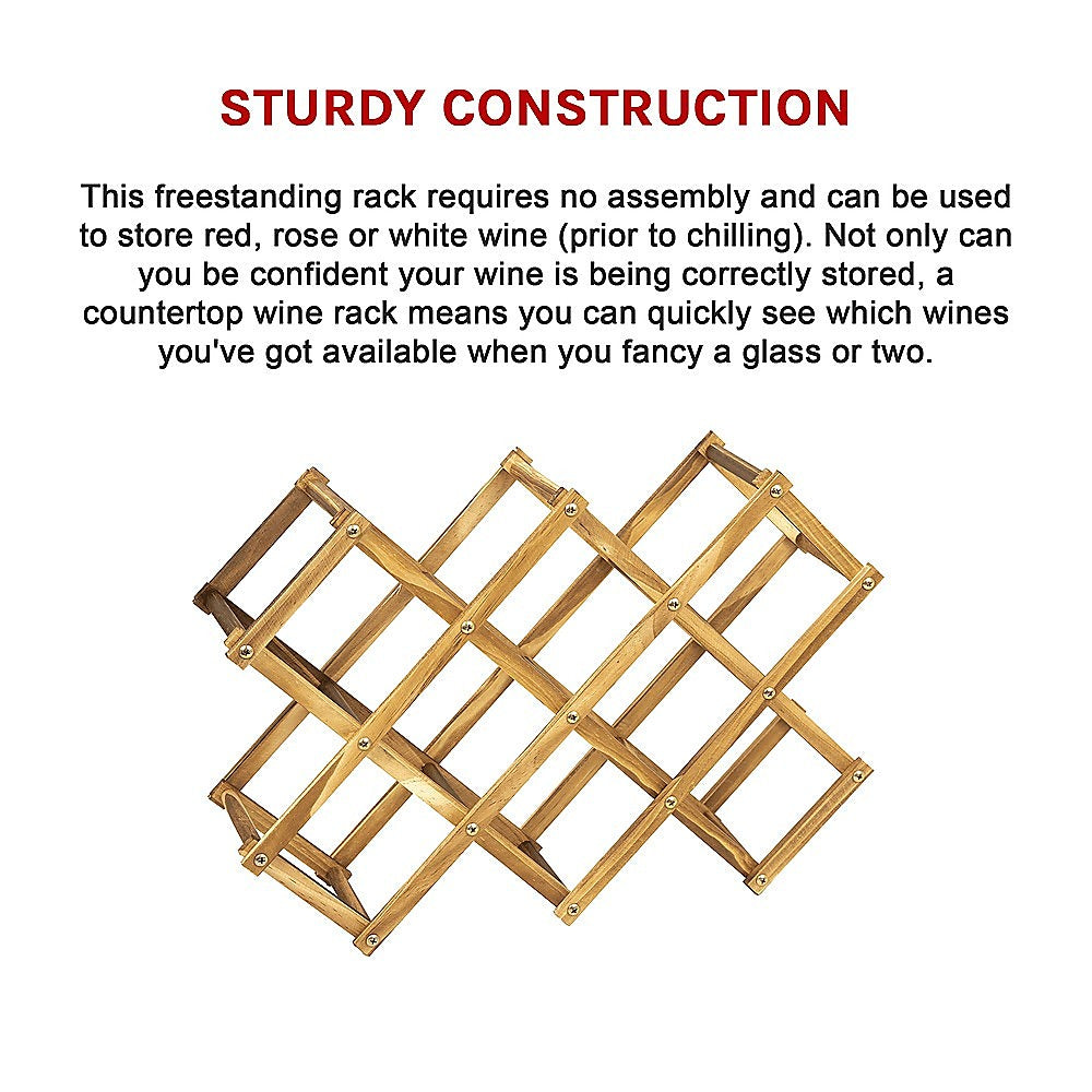 Freestanding Wooden Wine Rack 10 Bottles