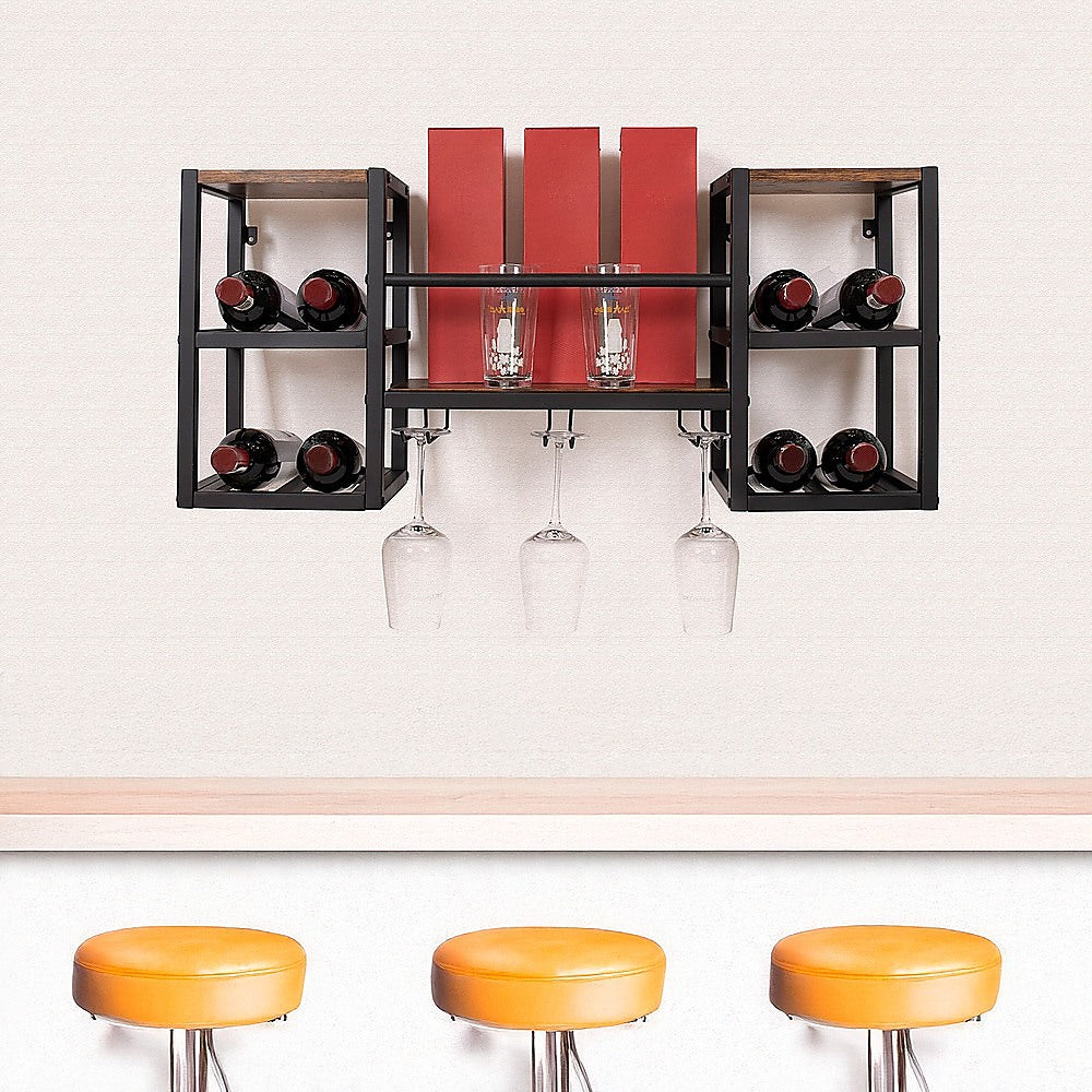 Wall Mounted Wine Rack 3 Stem Glass Holder