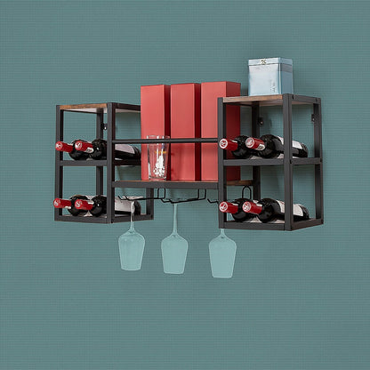 Wall Mounted Wine Rack 3 Stem Glass Holder