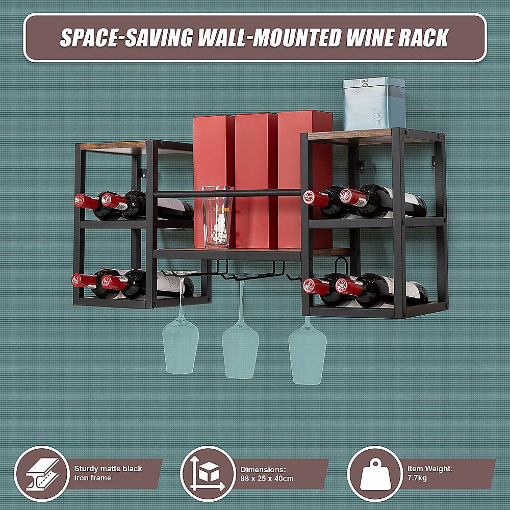 Wall Mounted Wine Rack 3 Stem Glass Holder