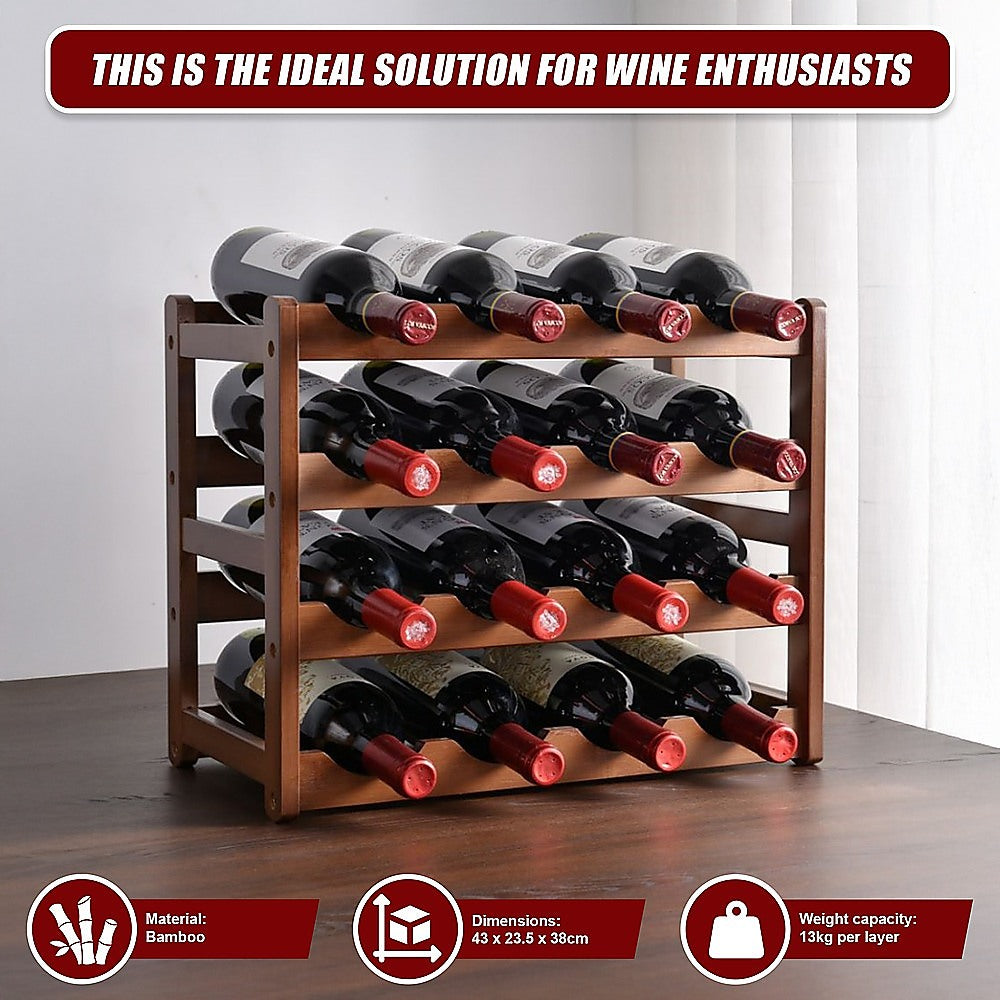 Bamboo Stackable Freestanding Countertop Wine Rack