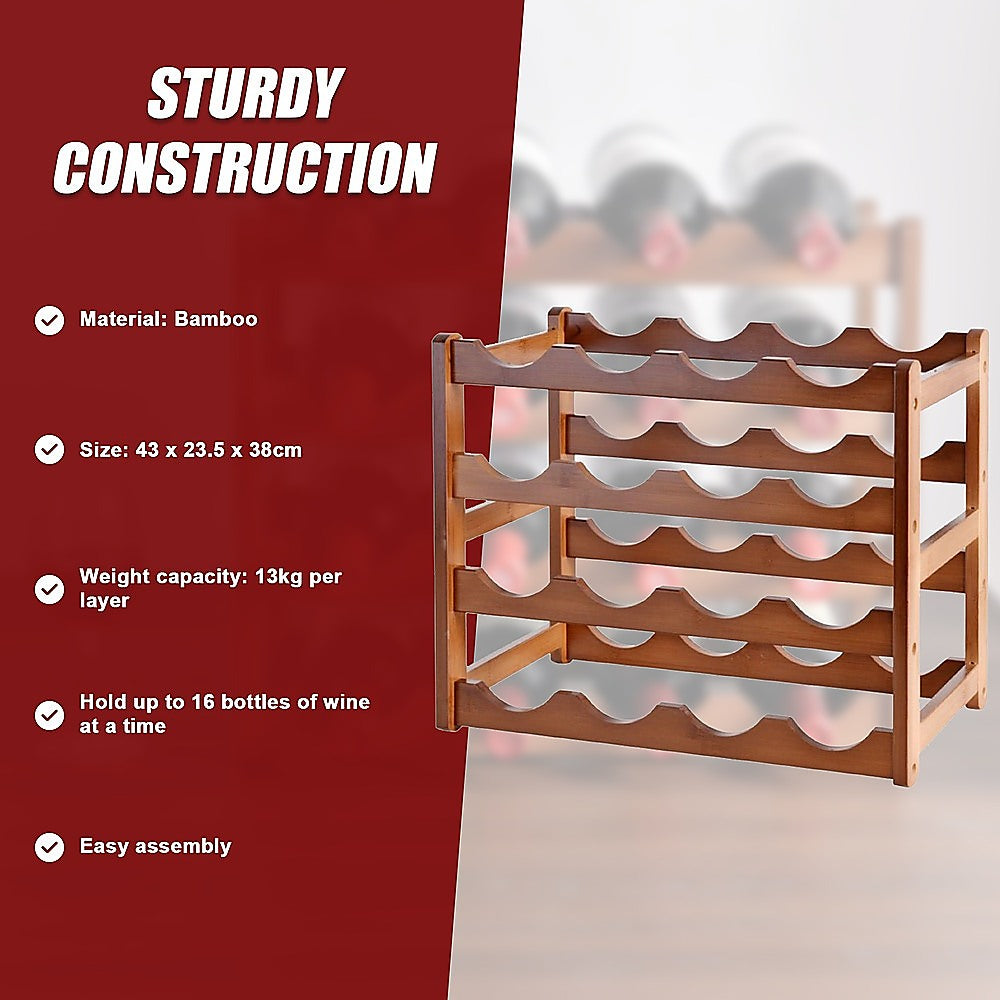 Bamboo Stackable Freestanding Countertop Wine Rack