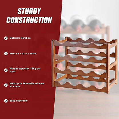 Bamboo Stackable Freestanding Countertop Wine Rack
