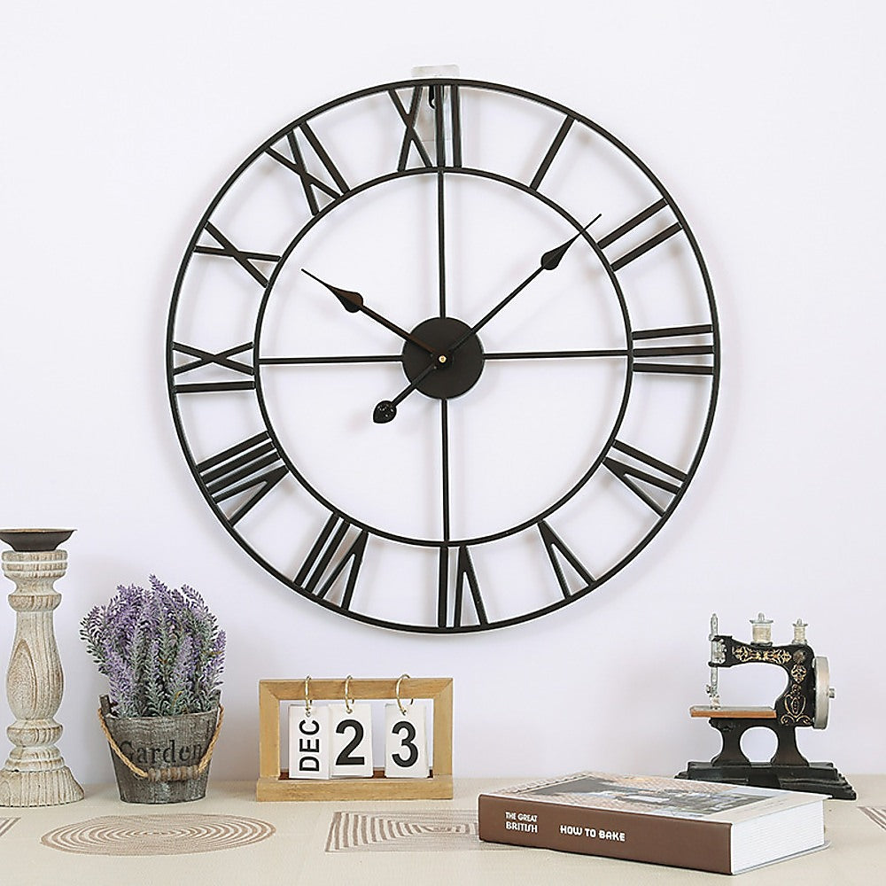 60cm Industrial Large Wall Clock Roman Numerals Style