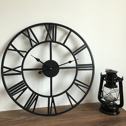 60cm Industrial Large Wall Clock Roman Numerals Style