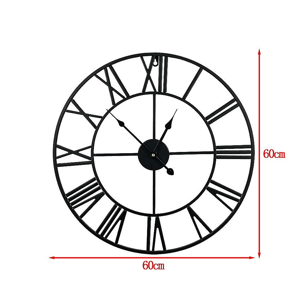 60cm Industrial Large Wall Clock Roman Numerals Style
