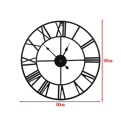60cm Industrial Large Wall Clock Roman Numerals Style