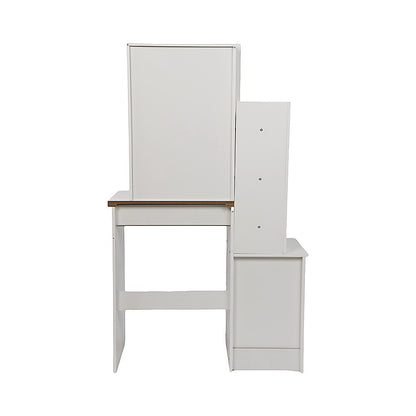 Elegant Dressing Table LED Makeup Mirror Stool Set Vanity Desk - White