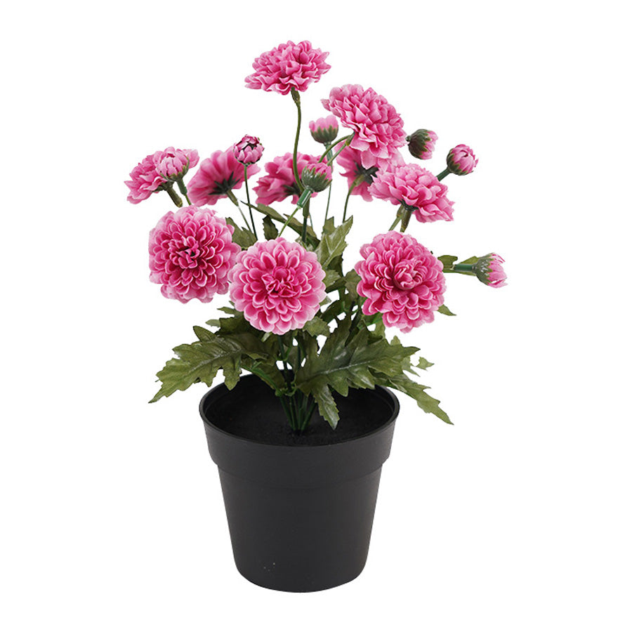 Potted Artifical Pink 'Mum' Chrysanthemum 27cm
