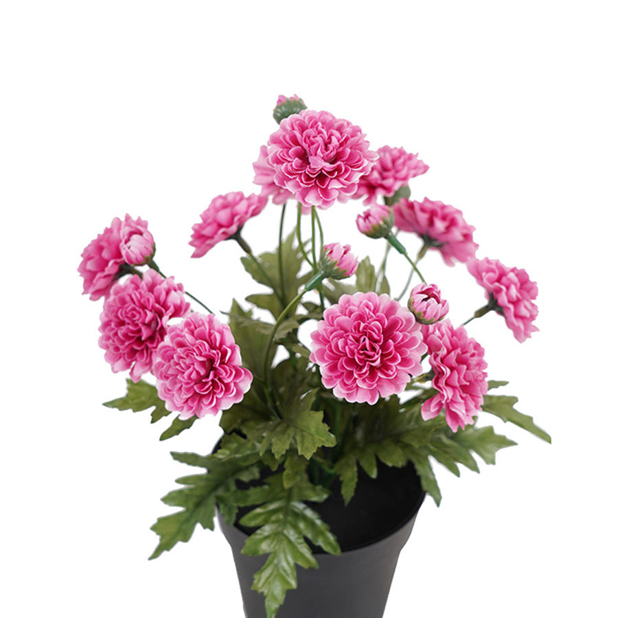 Potted Artifical Pink 'Mum' Chrysanthemum 27cm