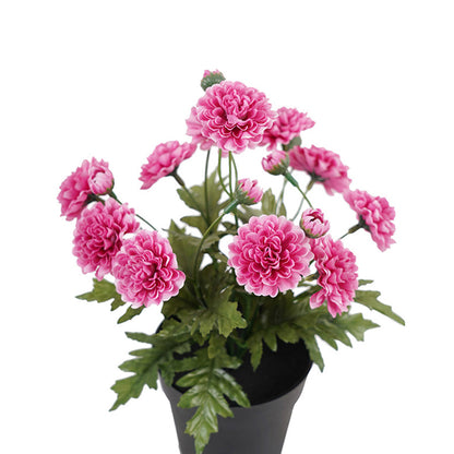 Potted Artifical Pink 'Mum' Chrysanthemum 27cm