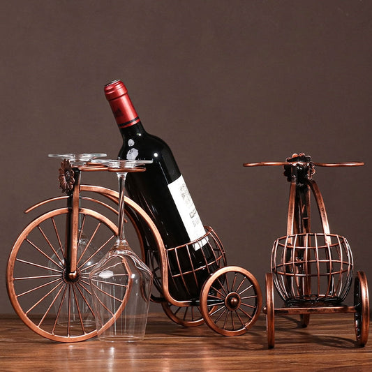 Metal Retro Bicycle Shape Wine Rack 34cm
