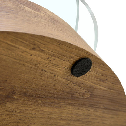 Minori Double Layer Clear Tempered Glass Dark Wood Grain Coffee Table