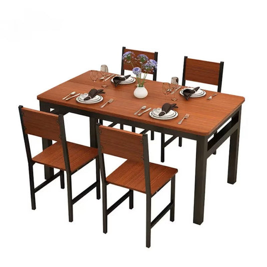 Wood & Steel Dining Set - Oak & Black