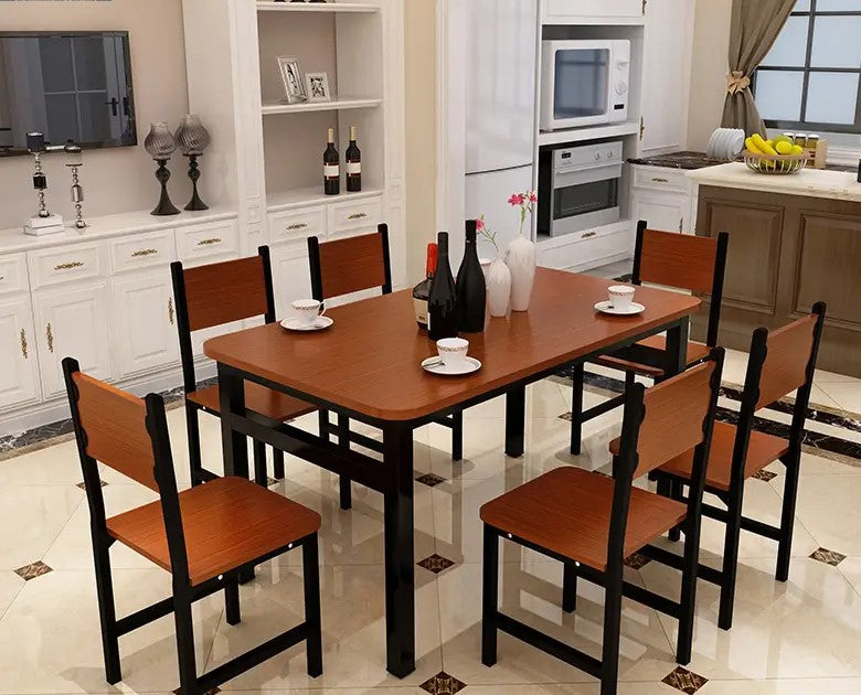 Wood & Steel Dining Set - Oak & Black