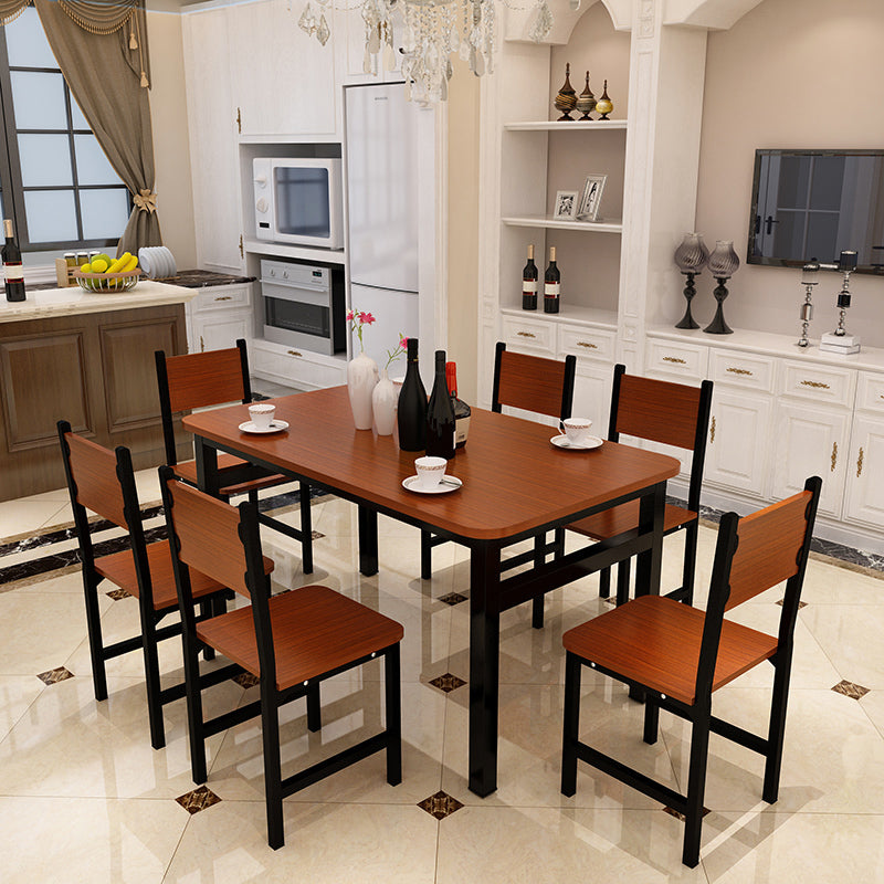Wood & Steel Dining Set - Oak & Black