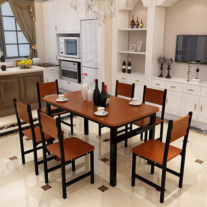 Wood & Steel Dining Set - Oak & Black