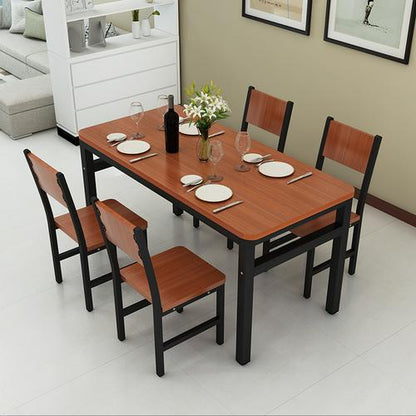 Wood & Steel Dining Set - Oak & Black