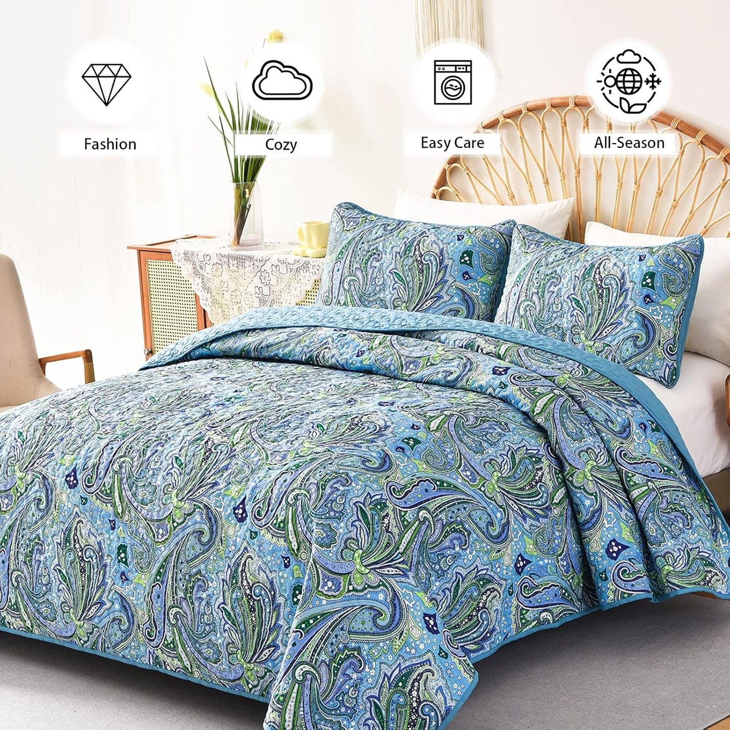 Richly Textured Quilted Coverlet - 3PC