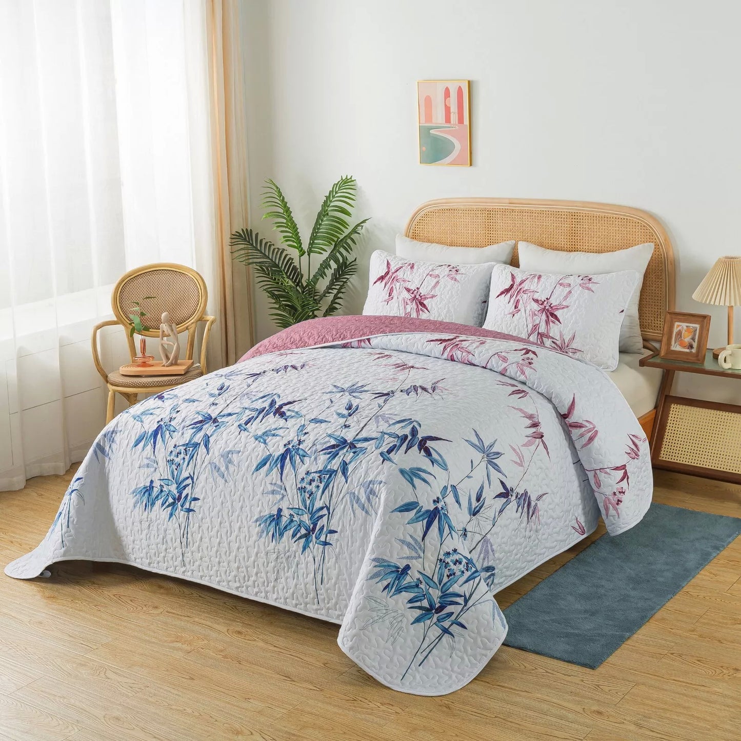 Floral Quilted Coverlet - 3PC