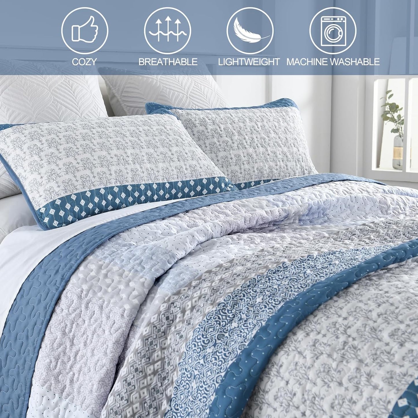 Dazzling Quilted Coverlet - 3PC