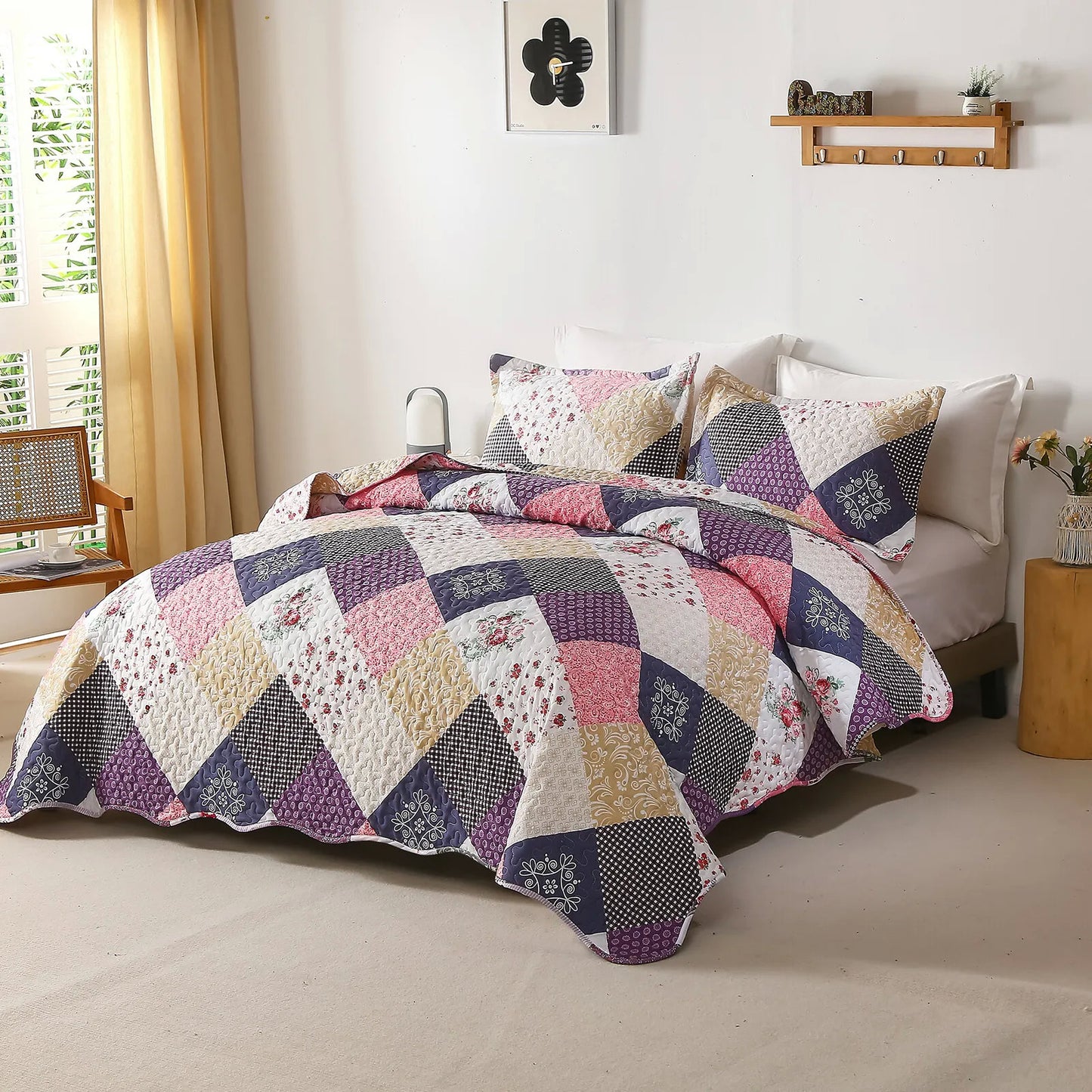 Intricate Quilted Coverlet- 3PC