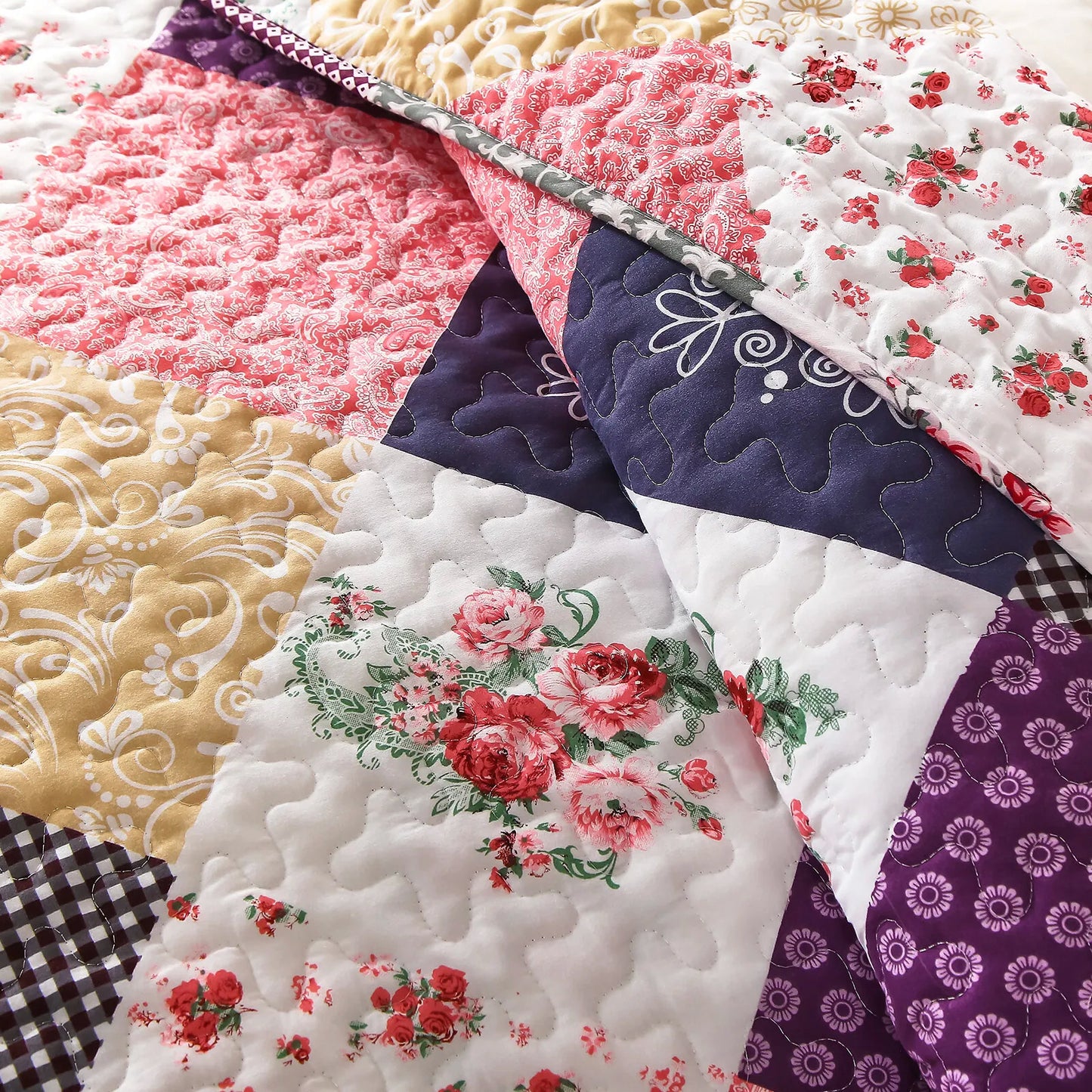 Intricate Quilted Coverlet- 3PC