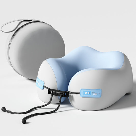 Ergonomic Memory Foam Travel Pillow – Blue & Grey