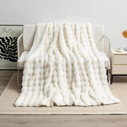 Toscana Plush Throw Blanket - Beige (Large)