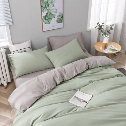 Gray & Green Stitching Ultra-Soft Bedding Set - 4PC