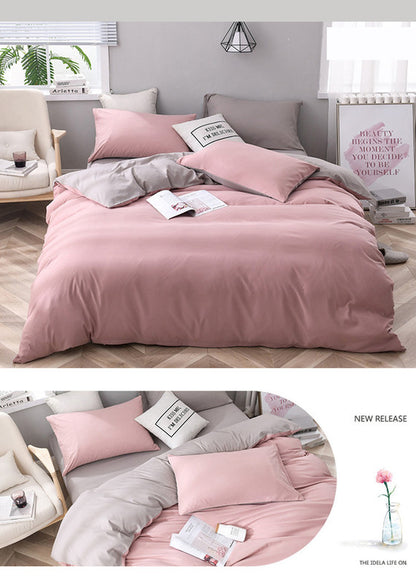 Purple & Light Pink Stitching Ultra-Soft Bedding Set - 4PC
