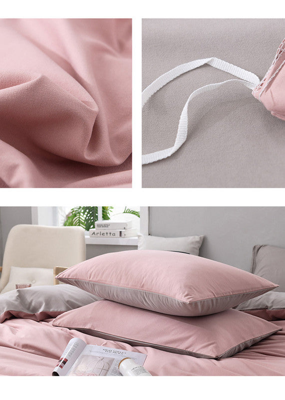 Mint Green & Grey Stitching Ultra-Soft Bedding Set - 4PC