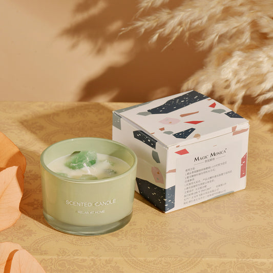 Macaron Crystal Stone Scented Candle Set (Gardenia) – 3-Pack