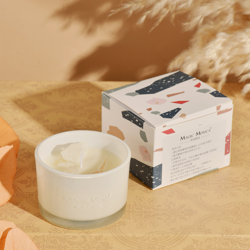 Macaron Crystal Stone Scented Candle Set (Freesia) – 3-Pack