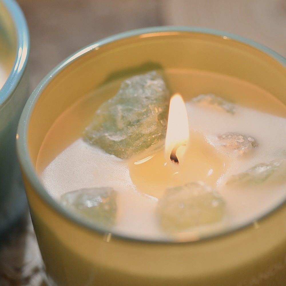 Macaron Crystal Stone Scented Candle Set (Freesia) – 3-Pack