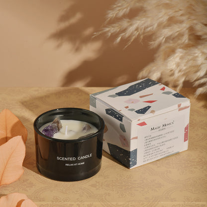 Macaron Crystal Stone Scented Candle Set (Misty Morning) – 3-Pack