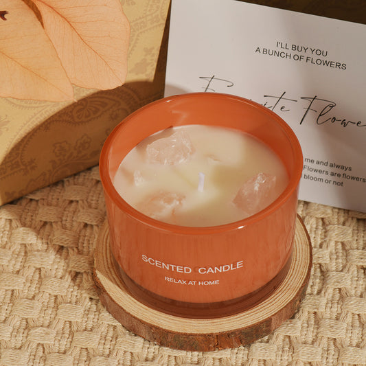 Macaron Crystal Stone Scented Candle Set (Sweet Lemon) – 3-Pack