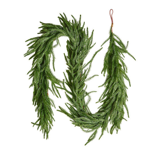 Christmas Garland – 183cm Realistic Norfolk Pine Faux Greenery for Holiday Décor