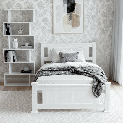 Rio King Single Bed Frame and Bookshelf - White