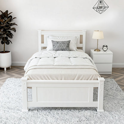 Rio King Single Bed Frame and Pepe Bedside Table - White