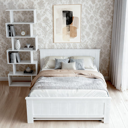 Elvis King Single Trundle Bed Frame and Bookshelf - White